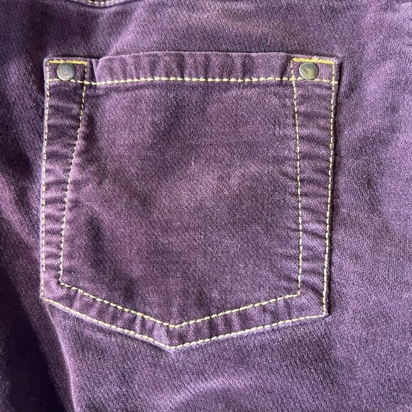 CAbi Burgundy Velour Pants 10 Velvet MidRise Straight Leg Rivets Gold Stitching - Picture 9 of 13